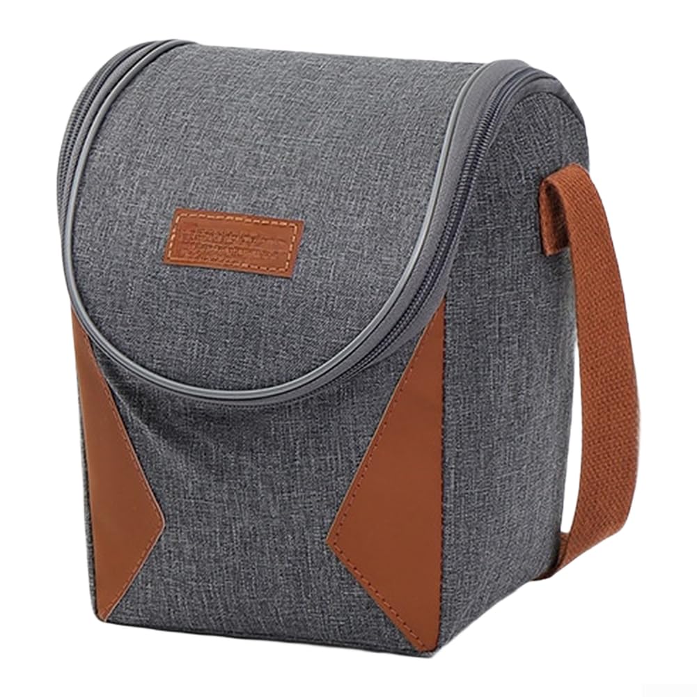 Oxford Fabric Insulated Lunch Tote Bag for Work Outdoor Picnic Keeps Food Cold or Warm with Spacious Interior Design (Gray-S)