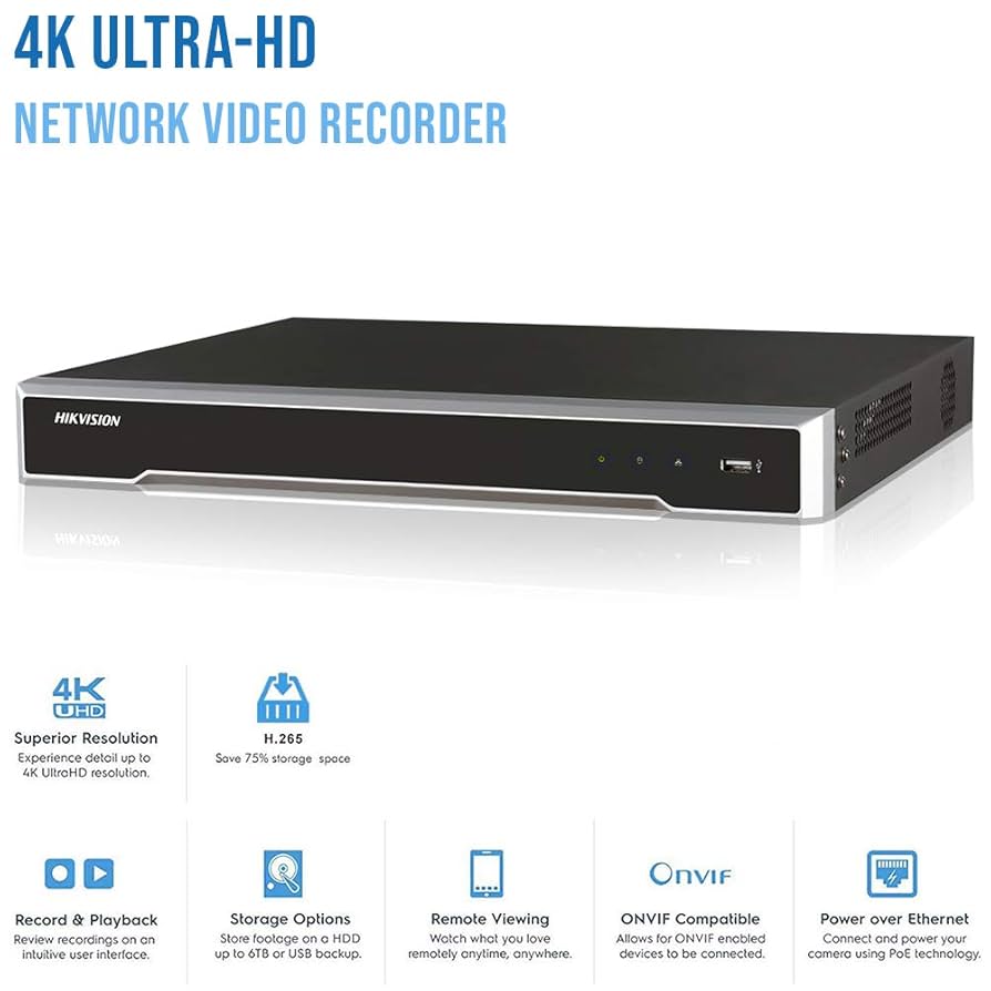 HIKVISION DS-7608NH-12/8P ネットワークビデオレコーダー 4K HIKVISION(ハイクビジョン) NVRレコーダー PoE カメラ電源