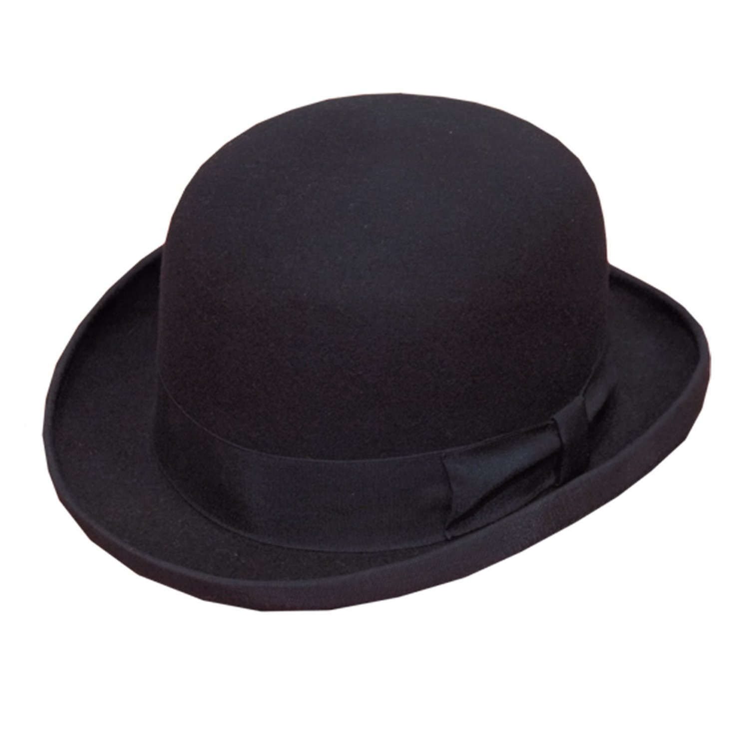 HAWKINSHard Top 100% Wool Black Bowler Hat with Wider Band New