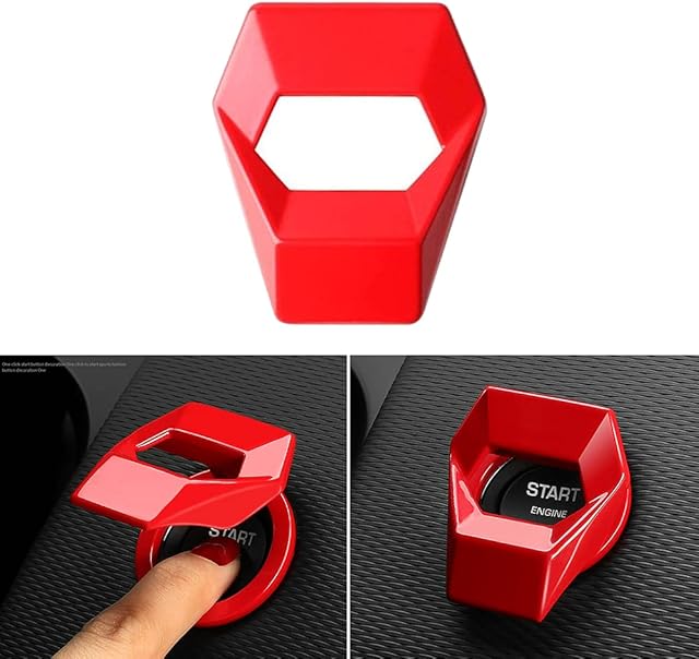 Car Engine Auto Start Stop Switch Button Cover One-Key Start Button Protective Cover Ignition Switch Protective Cover Red