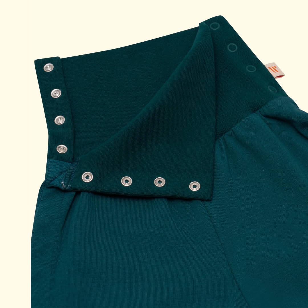 Jerseyhose für Kinder – für Prothese, Orthese, Rollstuhl, Stoma – weicher Bio-Jersey mit Druckknopfband – Orthesenhose bis Gr. 140 – Dunkelgrün