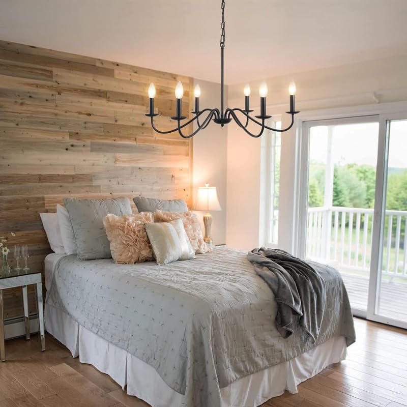 Image of Decor Black Chandeliers Ceiling Lights Living Room, 6 Lights Pendant Light Fitting Industrial Ceiling Lighting for Kitchen Dining Room Bedroom Hall, etc.