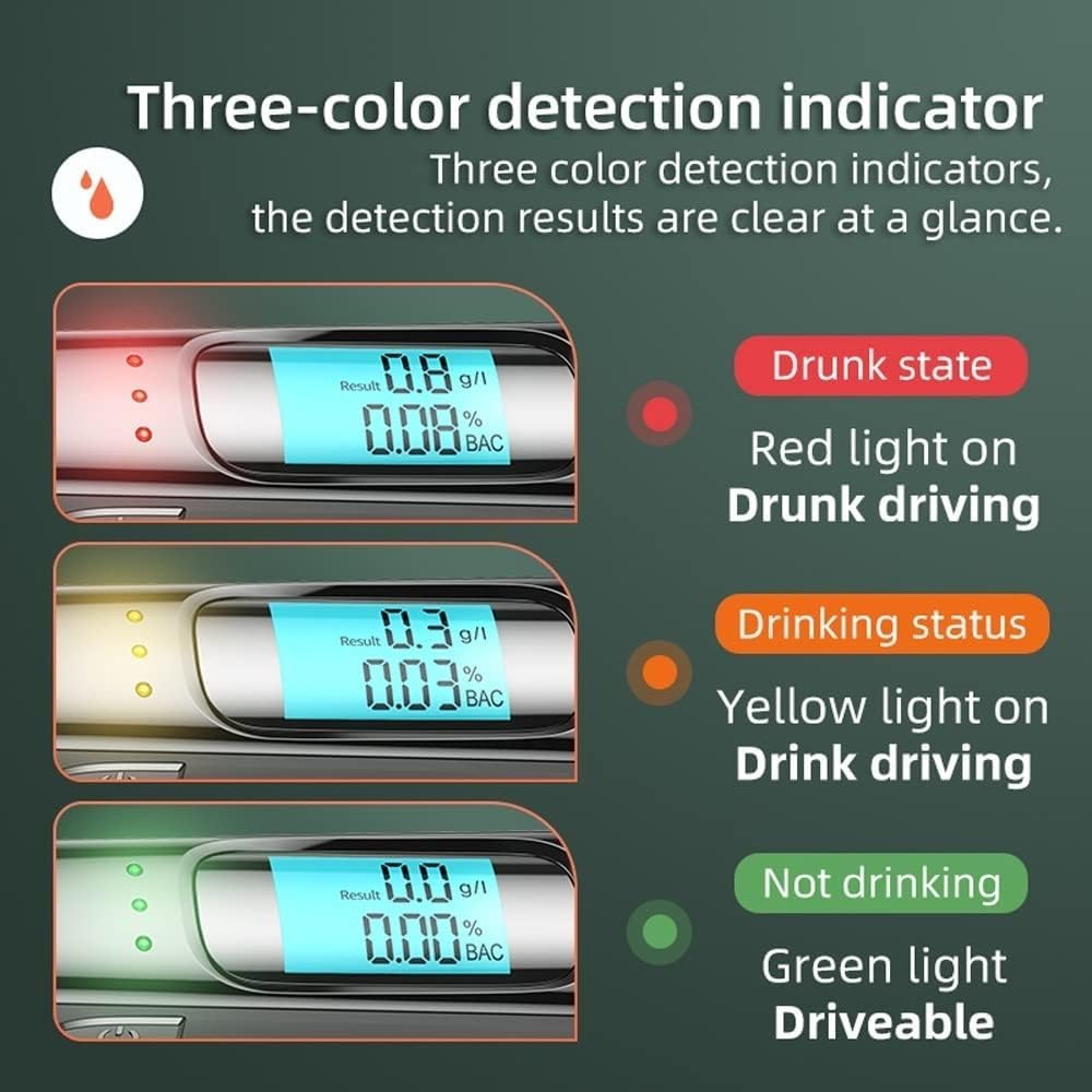 Tester alkoholu, przenośny analizator alkoholu, profesjonalny alkomat, dokładny cyfrowy ekran LCD, 3-kolorowy wskaźnik, sterowniki do użytku domowego