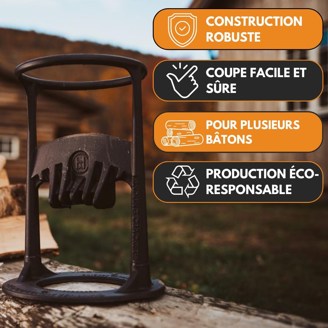 Kindling Cracker Firewood Kindling Splitter — Original Cast Iron Wood Splitting Wedge, 6.5" Safety Ring, Large 12" Frame, No Axe Needed, New Zealand Designed & Australian Made