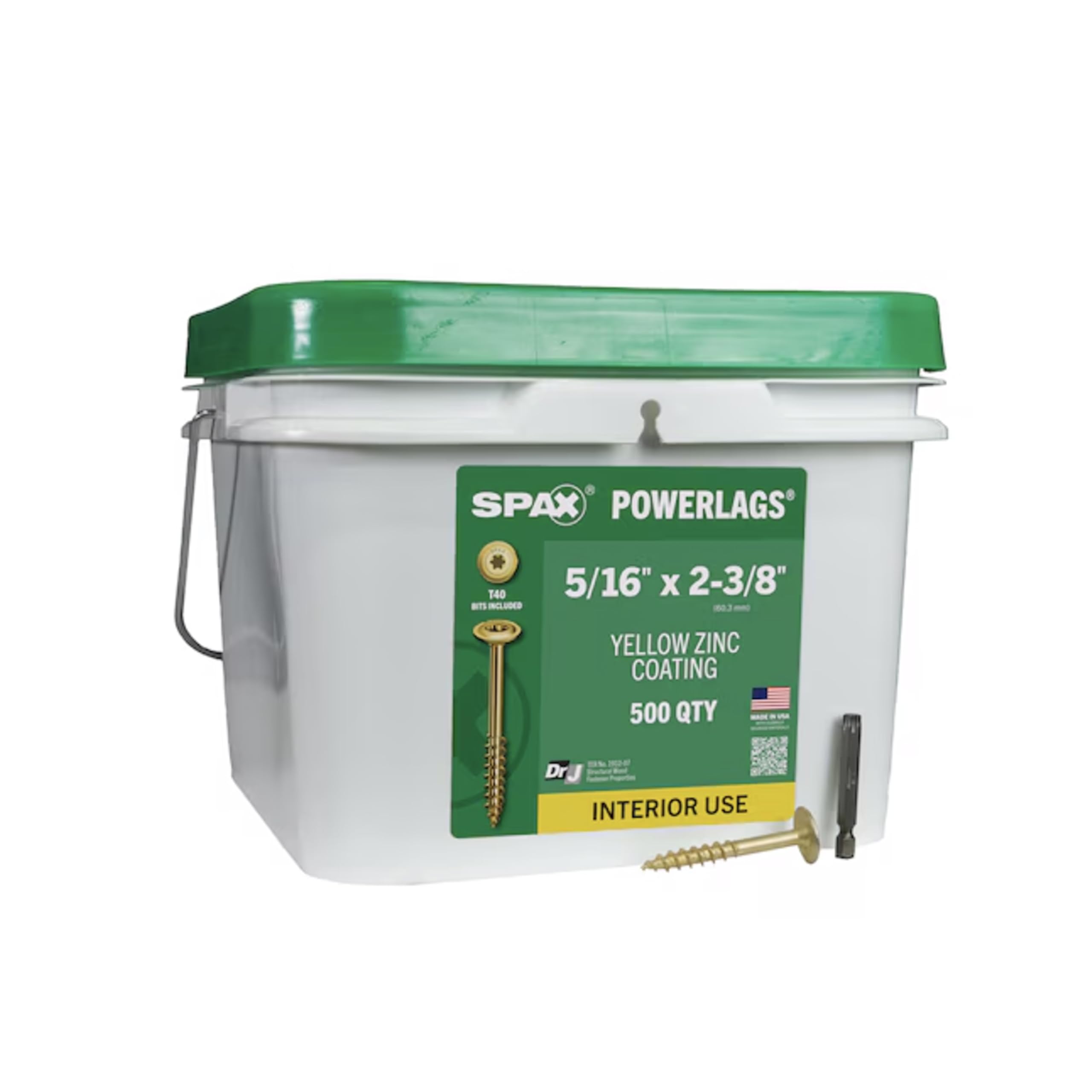 SPAX 5/16" x 2-3/8" Interior Washer Head Structural Wood Lag Screws Powerlags Torx T-Star (500 EA) Bulk Pail Bit Included Heavy Duty