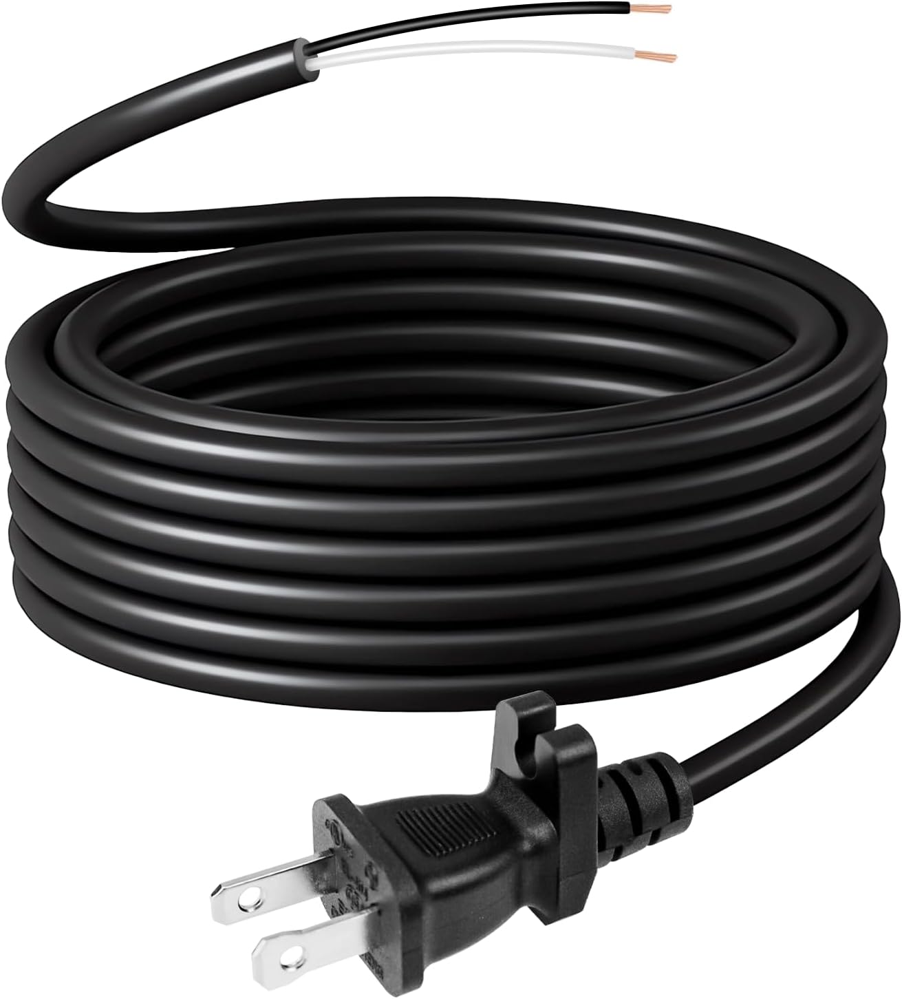 HASMX 30ft Extra Length 18/2 Replacement Vacuum Cleaner Power Cord for All Upright Vacuum Cleaner for Shark Eureka Sanitaire Bissell Vacuum Replaces Old Damaged 2-Prong Power Cord - Black Color
