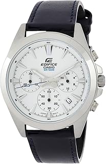 ساعة ايديفيس انالوج كرونوغراف بمينا أسود وسوار من الفولاذالمقاوم للصدأ للرجال من كاسيو