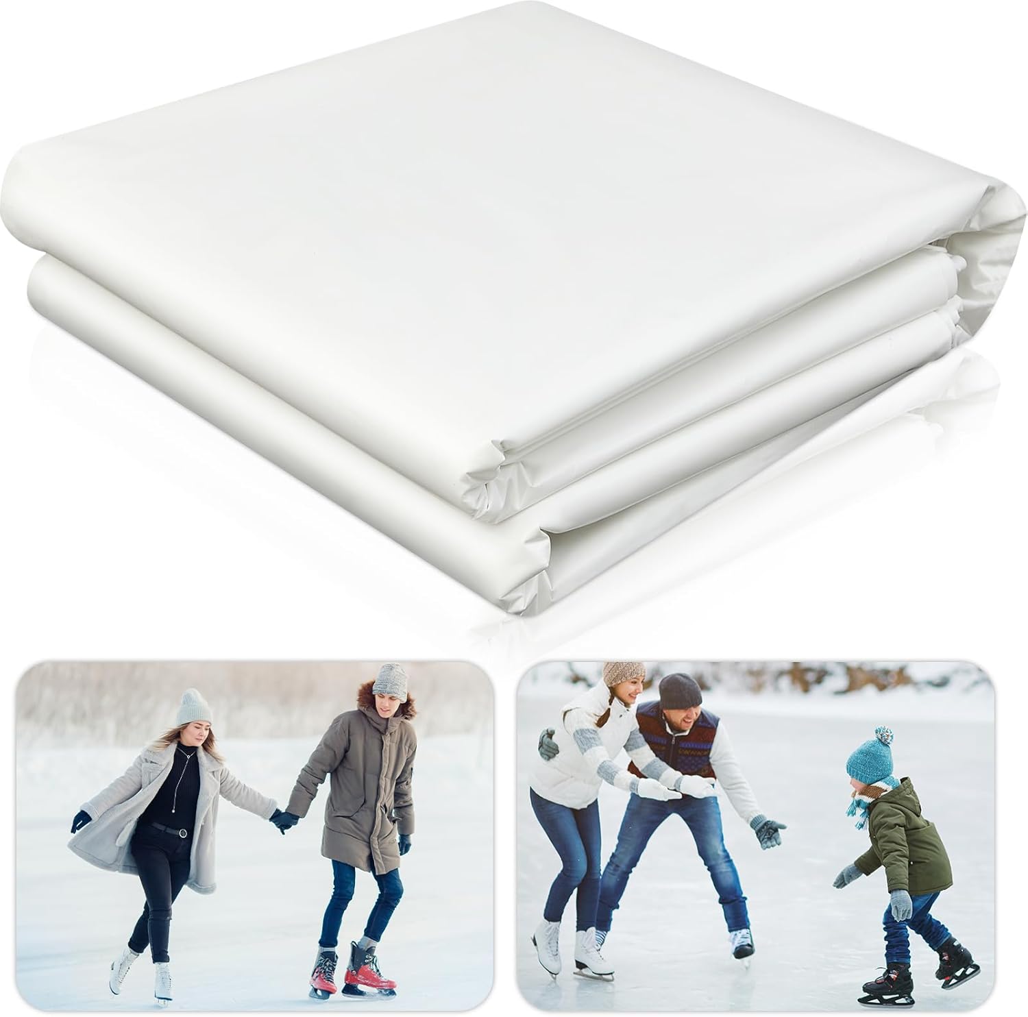 Pangda 35 x 55 ft White Ice Rink Liner 6 Mil Ice Skating