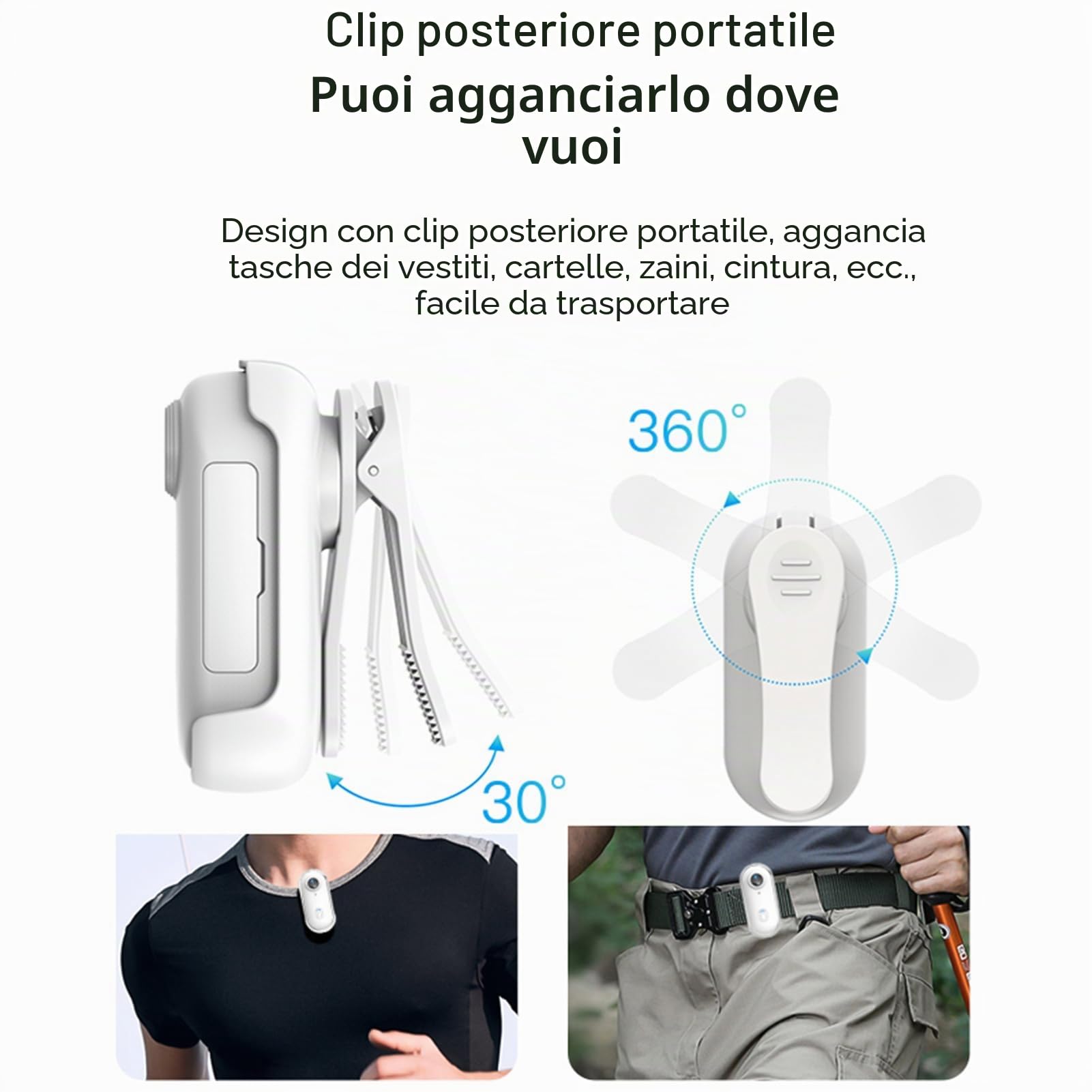 Andoer Mini Action Camera 1080p, Piccola Fotocamera d'Azione WiFi, Obiettivo Grandangolare 120°, Batteria Integrata con Cavo Magnetico, Clip Posteriore, Custodia Impermeabile, Accessori di Montaggio