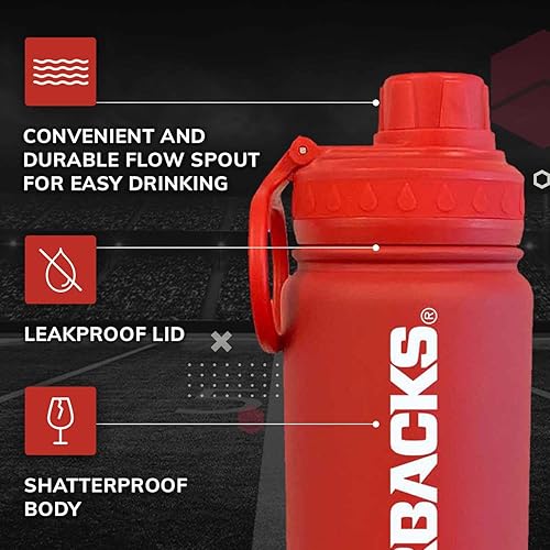 Vista 46 de Campus Colors Botella de agua de acero inoxidable de la NCAA, tapa giratoria, 24 onzas, clip de transporte, mantiene tus bebidas calientes o frías