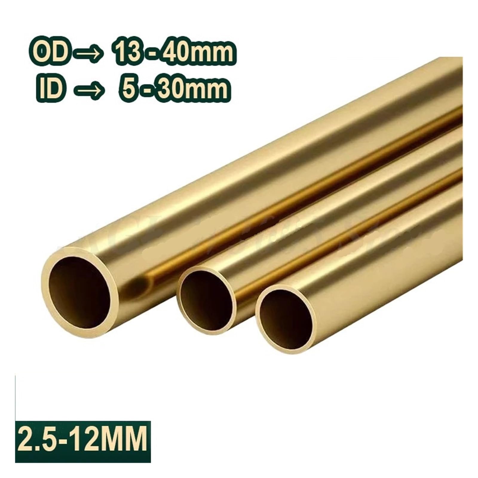 1Pc OD 27/28/30/32/33/35/36/38/40mm H59 Tubo In Ottone Lunghezza 500mm Spessore Della Parete Del Di Rame Tondo Personalizzabile(OD 27 x ID 14mm)