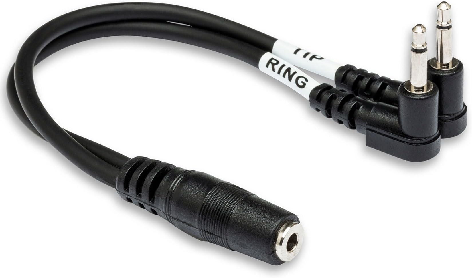 Hosa YMM-492 3.5 mm TRSF to Dual Right Angle 3.5 mm TS Air Travel Headphone Adaptor Cable