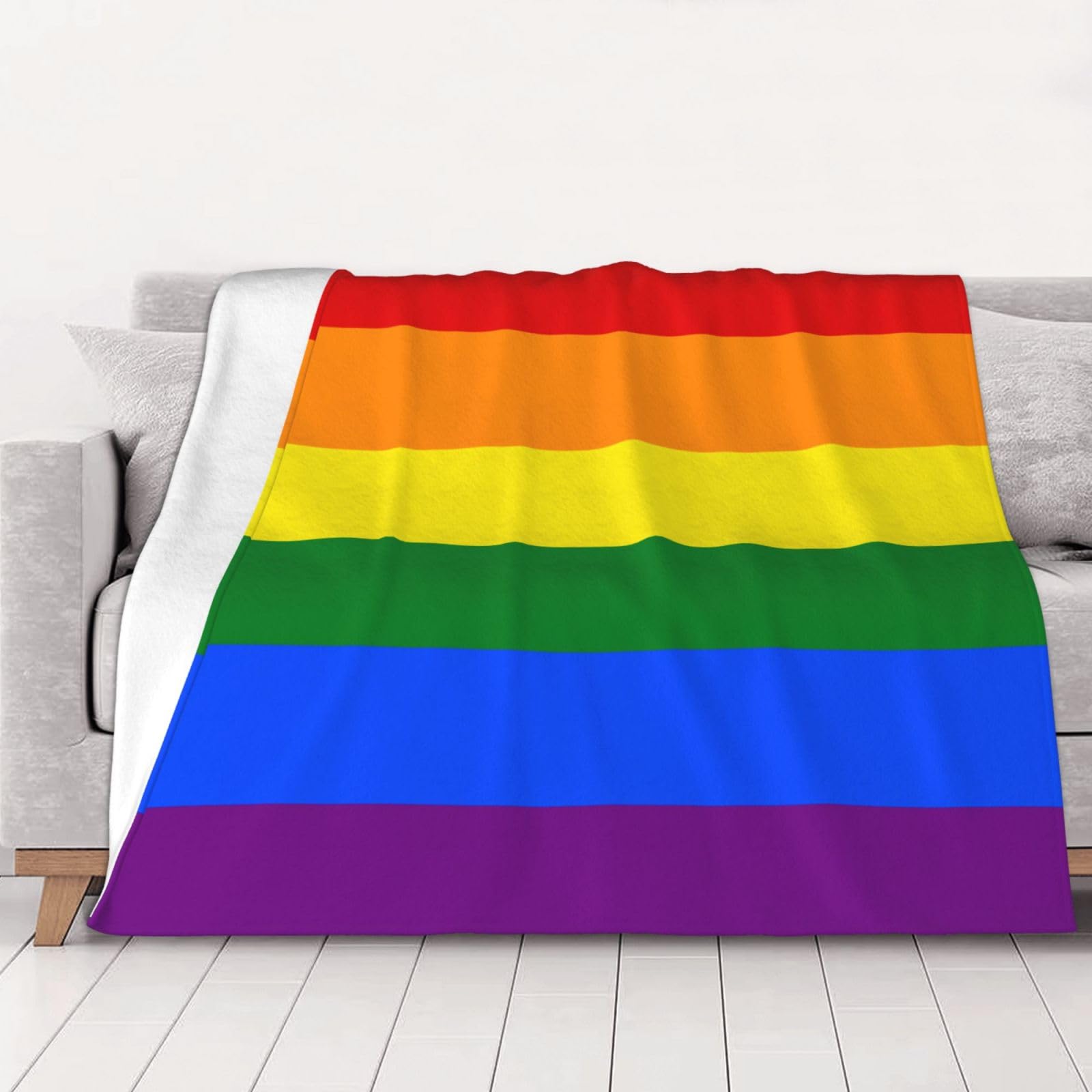 AUBKFELD Rainbow Printed Flannel Blanket 200x150 CM, Soft & Warm Throw Blanket for Sofa/Couch/Bed/Car, Gifts for Audlts Women Men