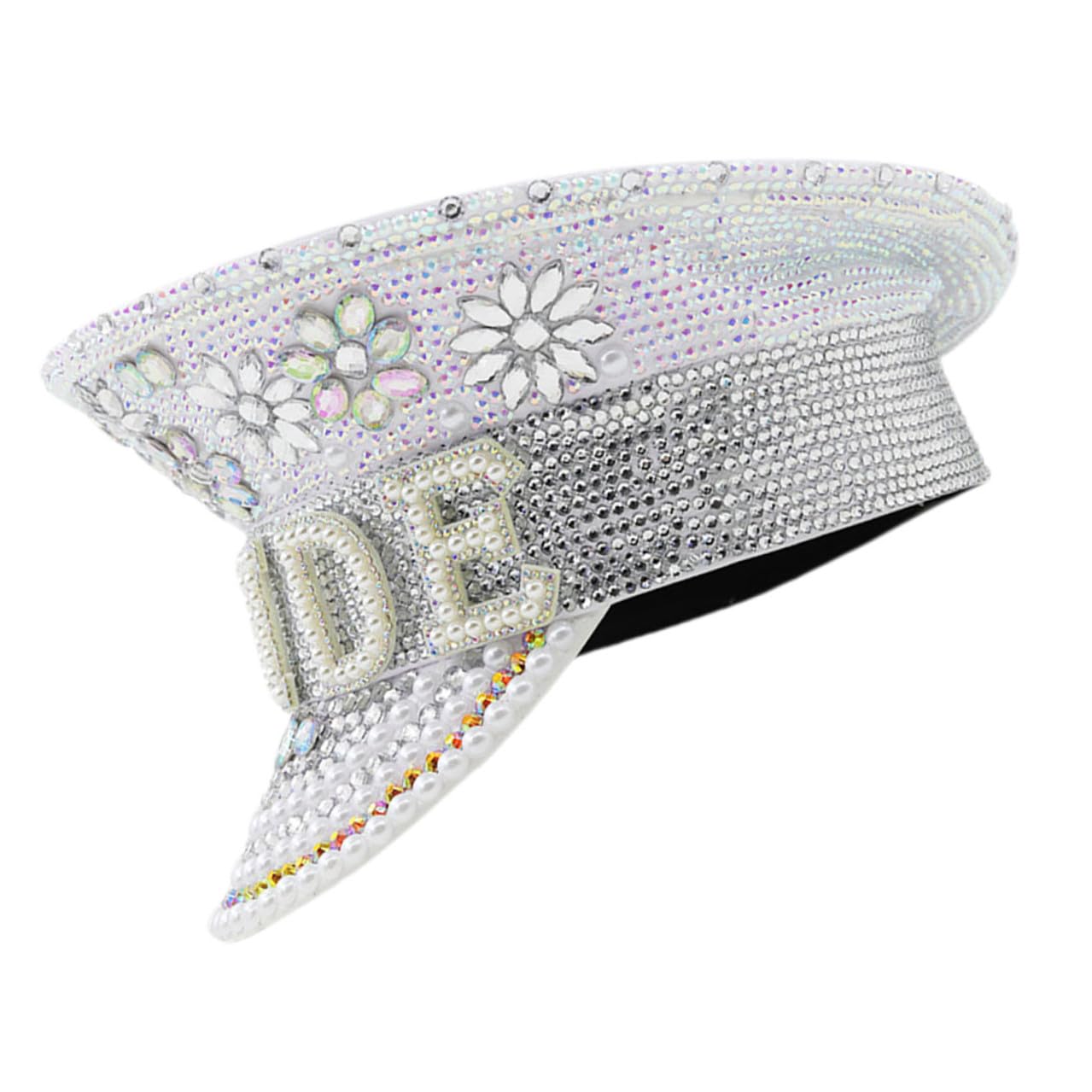 Beavorty Sombrero Blanco para Despedidas de Soltera y Cómodo Tamaño Ajustable Gemas de Imitación para Novia y Bodas Elegantes