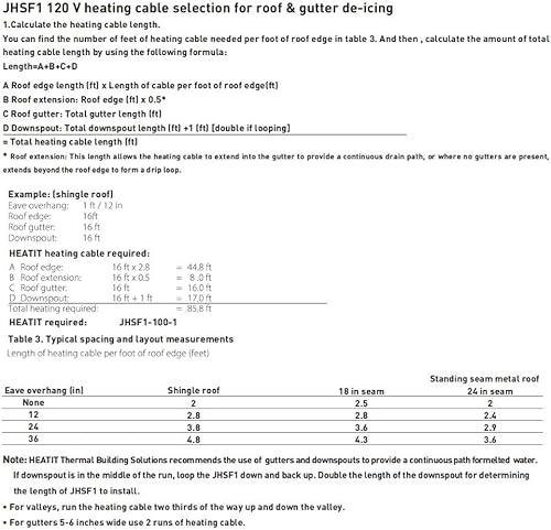 Miniatura 9 de HEATIT JHSF1-CT - Cable calefactor de tubería, pre-ensamblado y autorregulable (6 pies, 120 V)