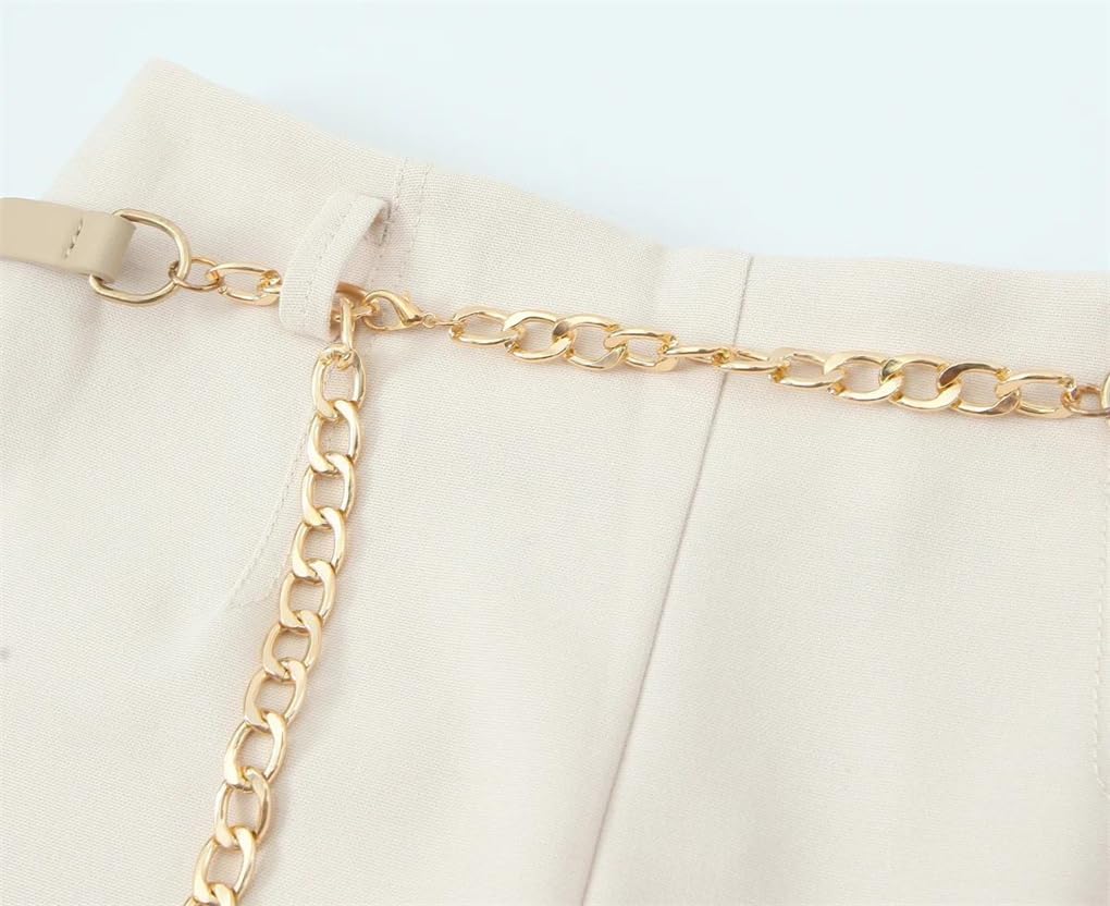Women's Solid Color Casual Belted High Waist Ankle Trousers