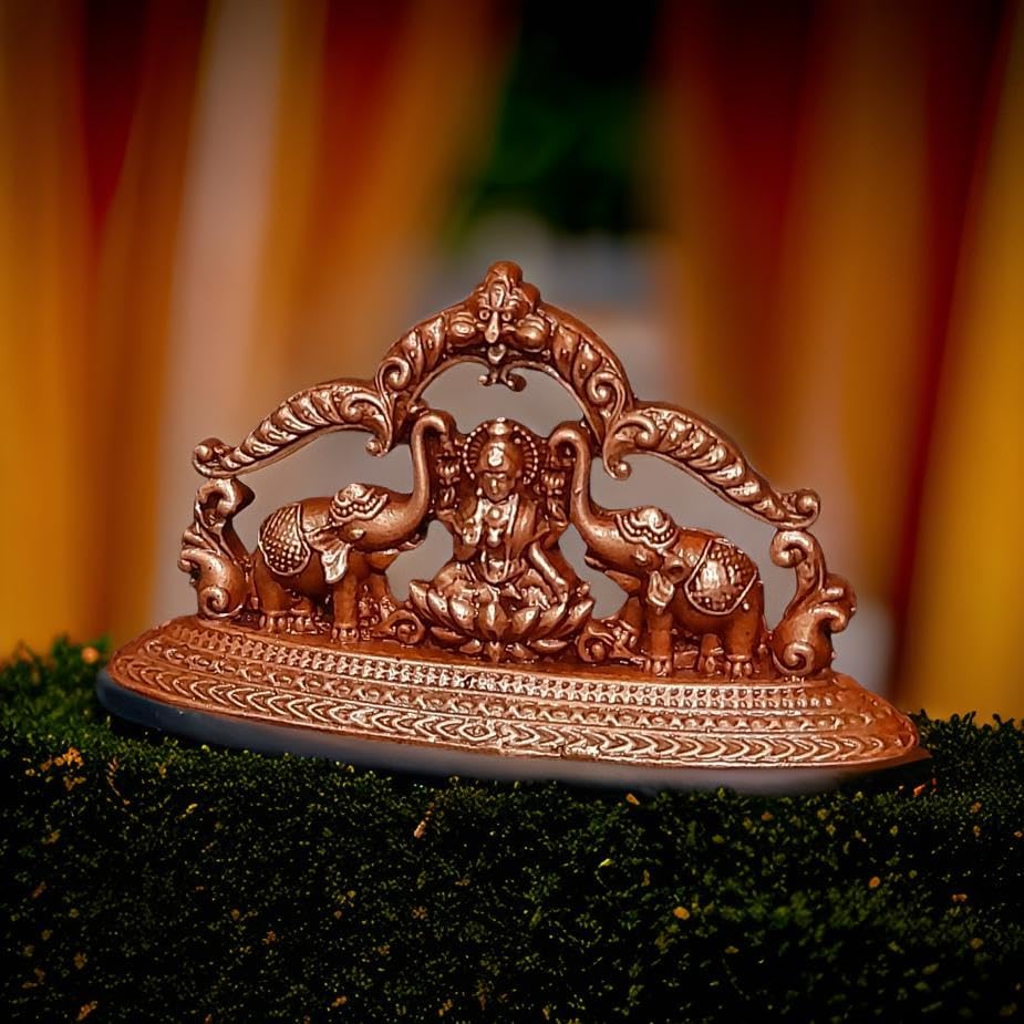 Image of Mahalakshmi with Paired Elephants Murti Idol - 1.3 in
