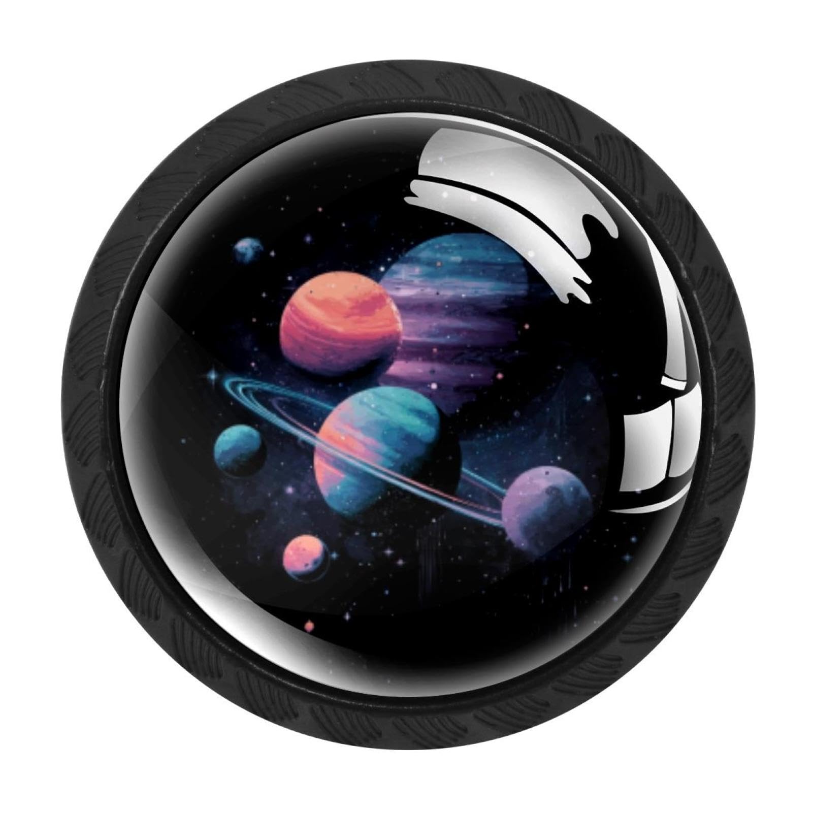 CHENZZZZ Galaxy Space Planets (1) Colorful Drawer Pulls 4 Pcs Handle Glass Door Cabinet Knobs Home Office Kitchen Wardrobe Cupboard Hardware for Dresser Drawers