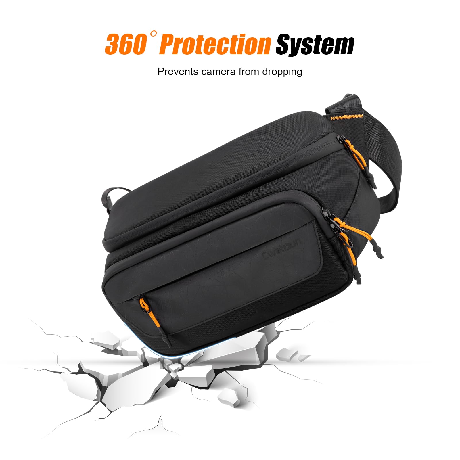 Cwatcun Borsa per fotocamera reflex, borsa per fotocamera resistente all'acqua, tracolla per fotografi, Nero, S