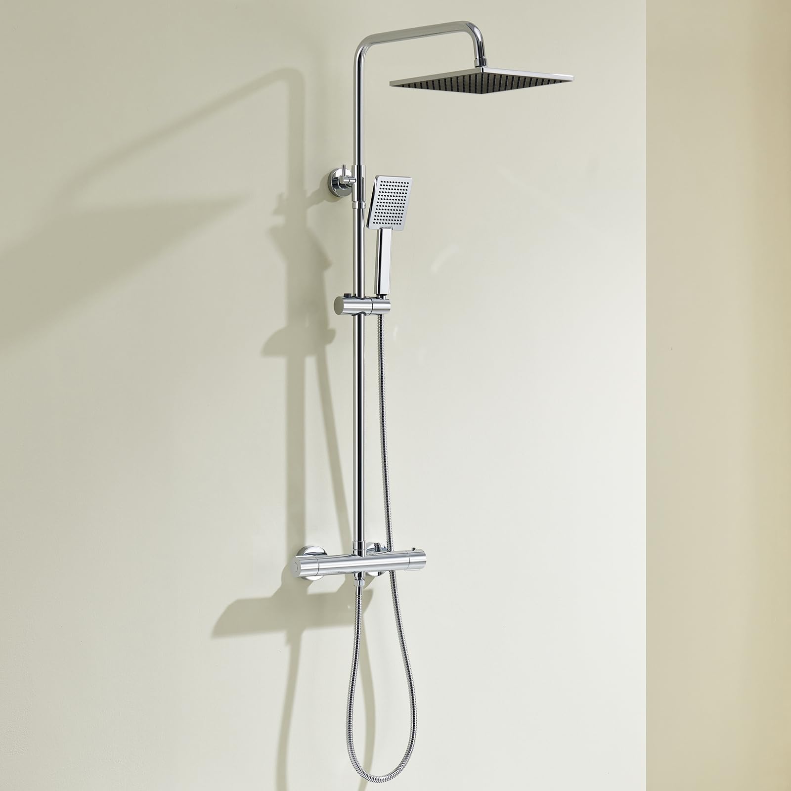 Regendoucheset Opbouw Sapho Dimy Thermostaatkraan 25x25 cm Mat Zwart