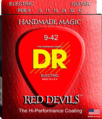 DR Strings RDE9 9-42 Lite Set Handmade Red Devils Coated Electric Strings, 0