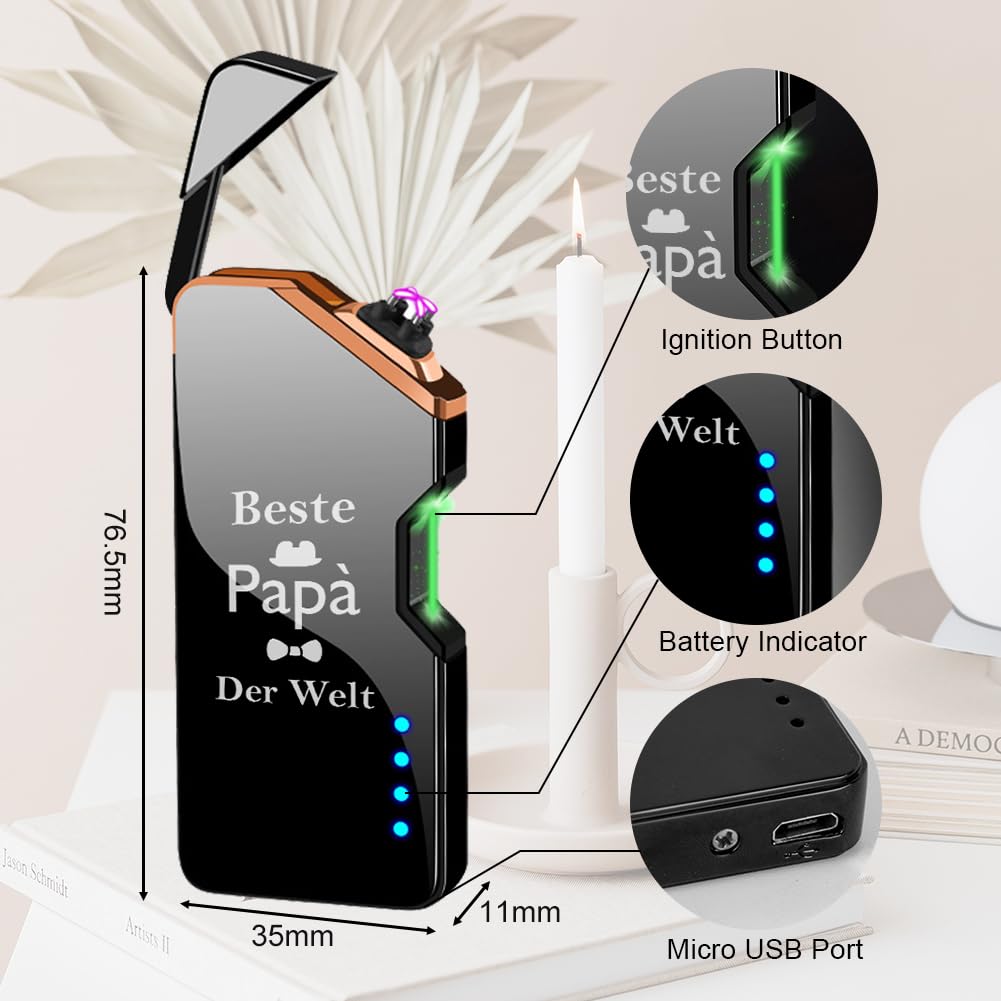Elektrische aansteker, met digitaal scherm, USB C oplaadbaar, dubbele Elektrische aansteker, met digitaal scherm, USB C oplaadbaar, dubbele
