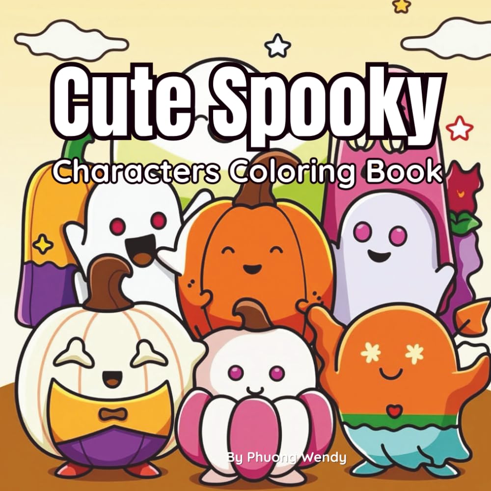 Cute Spooky Characters Coloring Book: Adorable Creepy Creatures for Kids & Adults – Halloween Fun & Relaxation