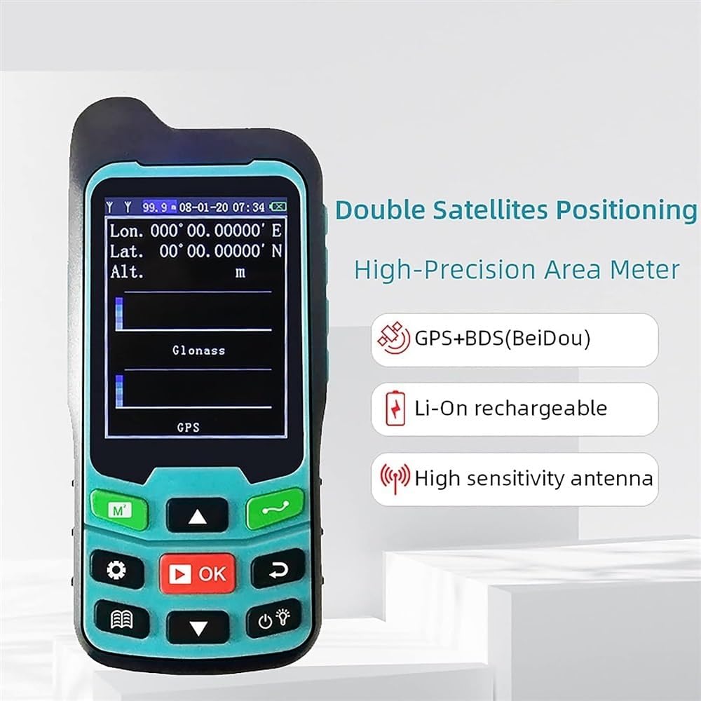 GPS Land Measuring Instrument, Vehicle-Mounted Mu Meter with Backlit Display, Dual Star Positioning, 100 Record Storage, for Area, Distance, Slope Measurement