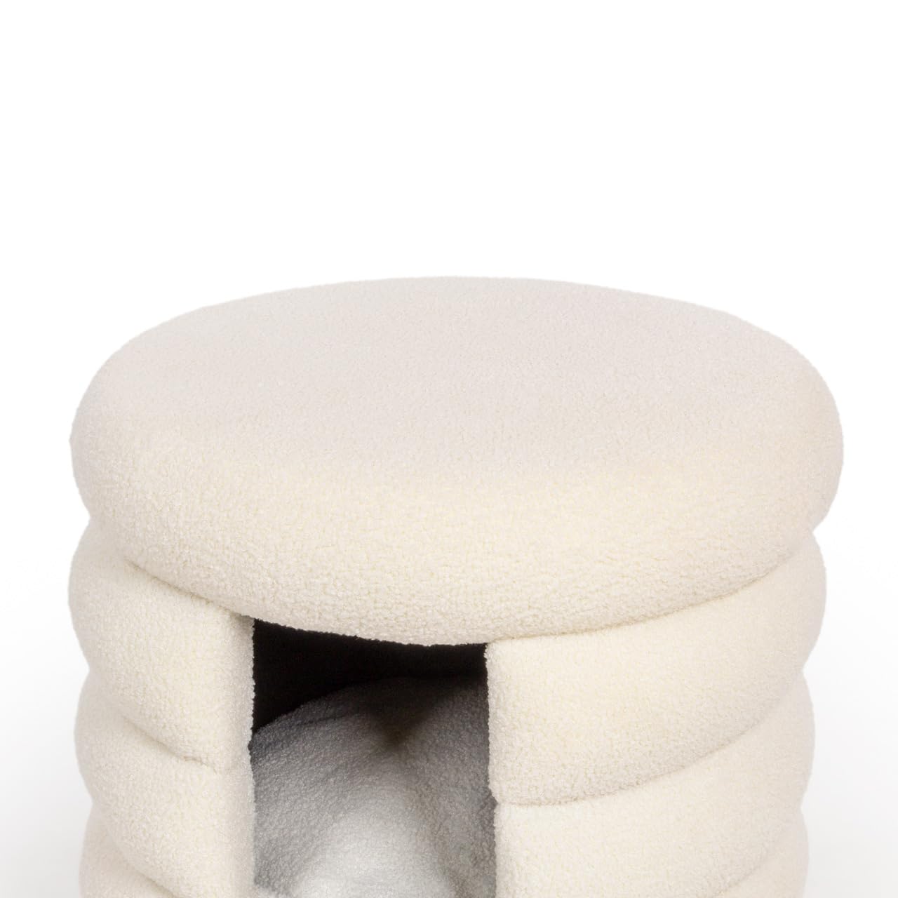 CanadianCat Company | Haustierbett Choupette - Design-Hundhütte für kleine Hunde | Hundemöbel Teddy weiß-Gold | ca. 58 x 58 x 59 cm