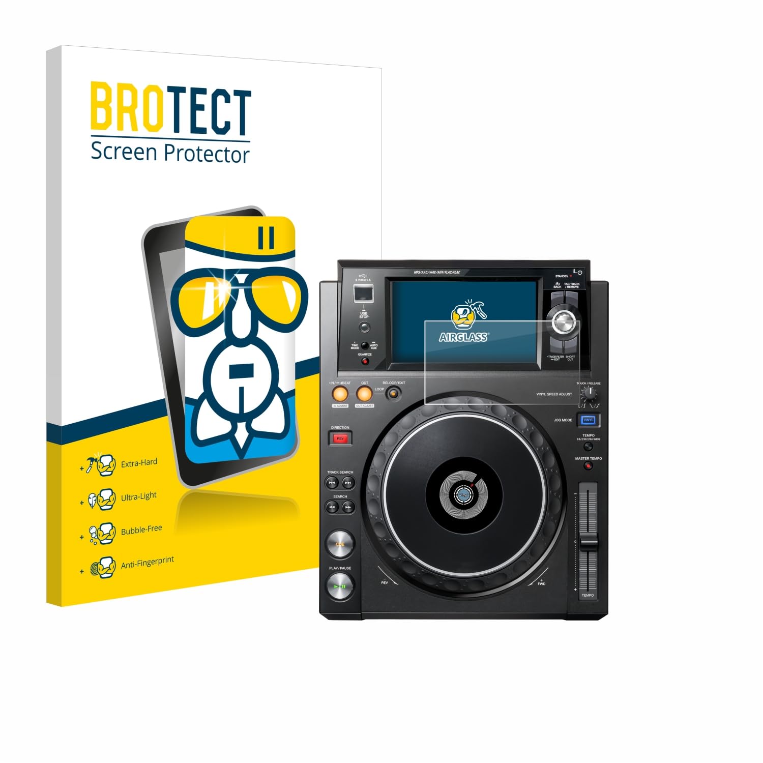 brotect Glass Screen Protector Film Compatible with Pioneer XDJ -1000MK2 - Glass-Foil 9H Protection [Scratch Resistant, High Clarity]