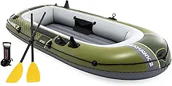 INTEX Conjunto de barcos infláveis Seahawk 66332EP 2: Inclui remos de alumínio deluxe de 122 cm e bomba de alto rendimento – PVC SuperStrong – Suportes para vara de pesca – 2 pessoas – Capacidade de
