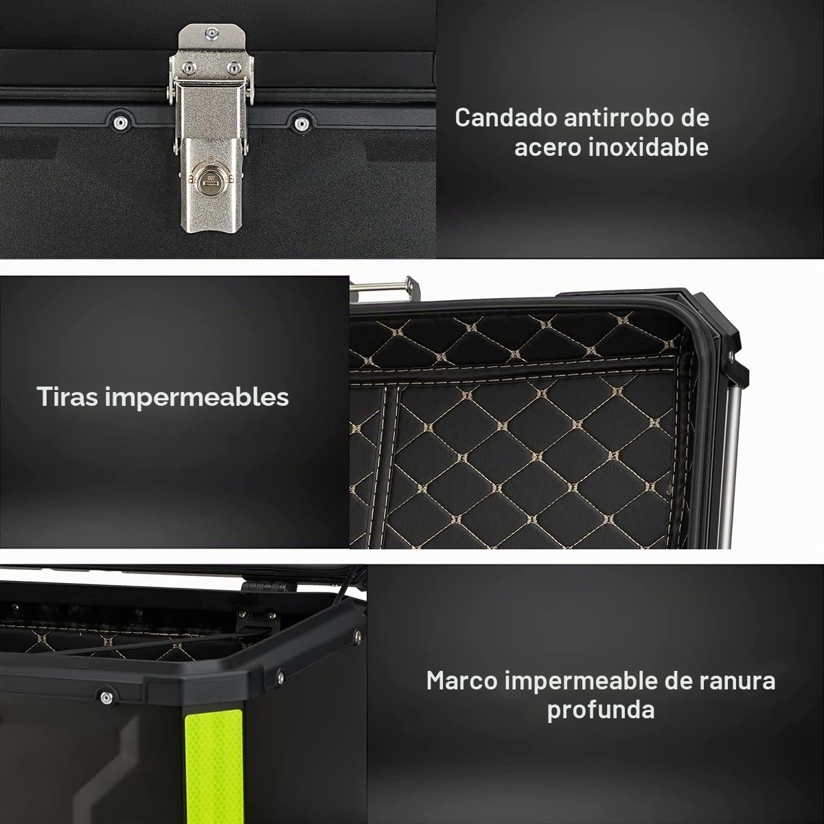 MOCOERL Maleta Superior para Motocicleta, 65L Impermeable para Almacenamiento de Equipaje y Casco con Cerradura de Seguridad (Negro, 65L)