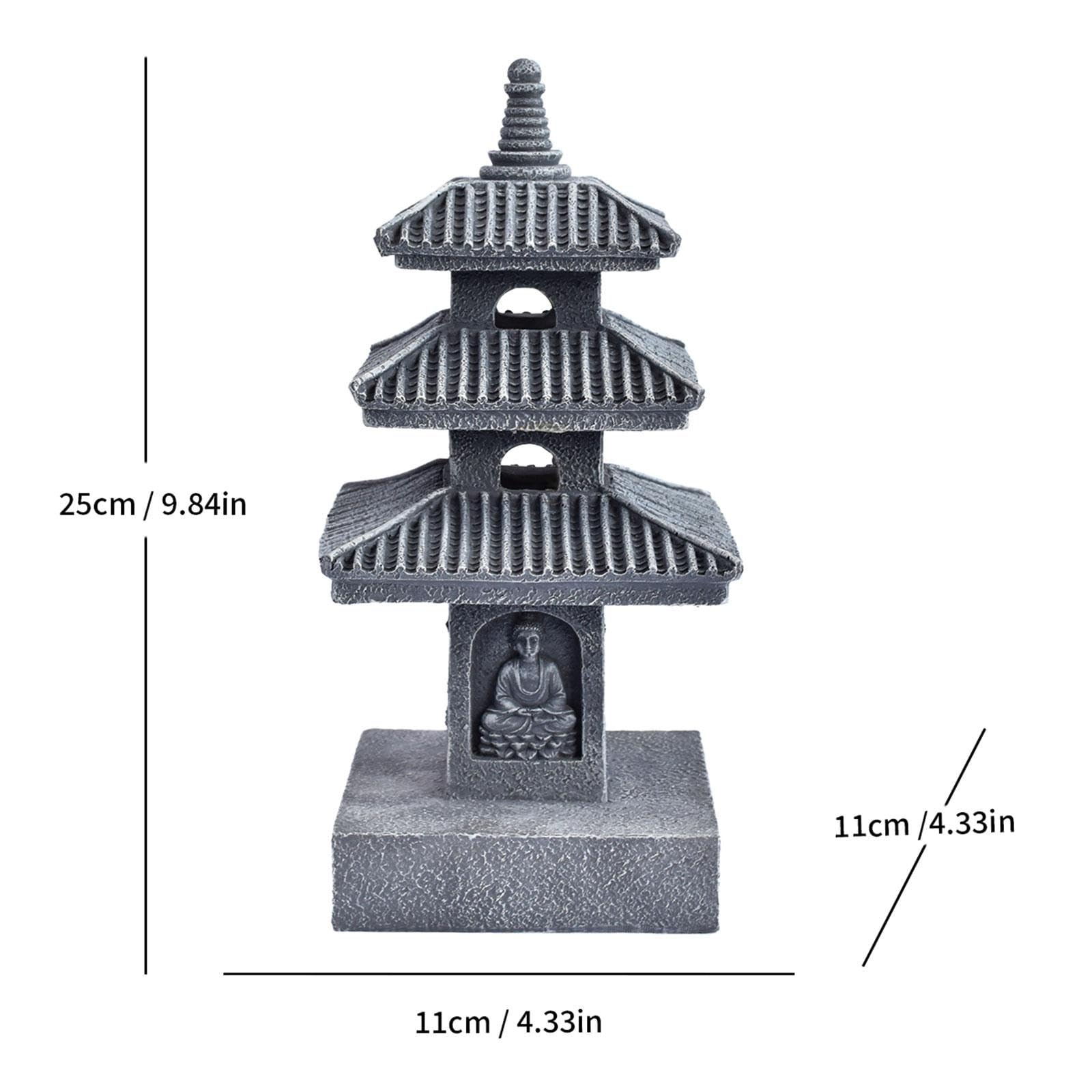 Statua da Giardino a Forma di Pagoda Solare, Ornamento per Paesaggio Cinese, Decorazione per Cortile, Statuetta in Resina, Scultura in Pietra Artigian, Grigio Scuro