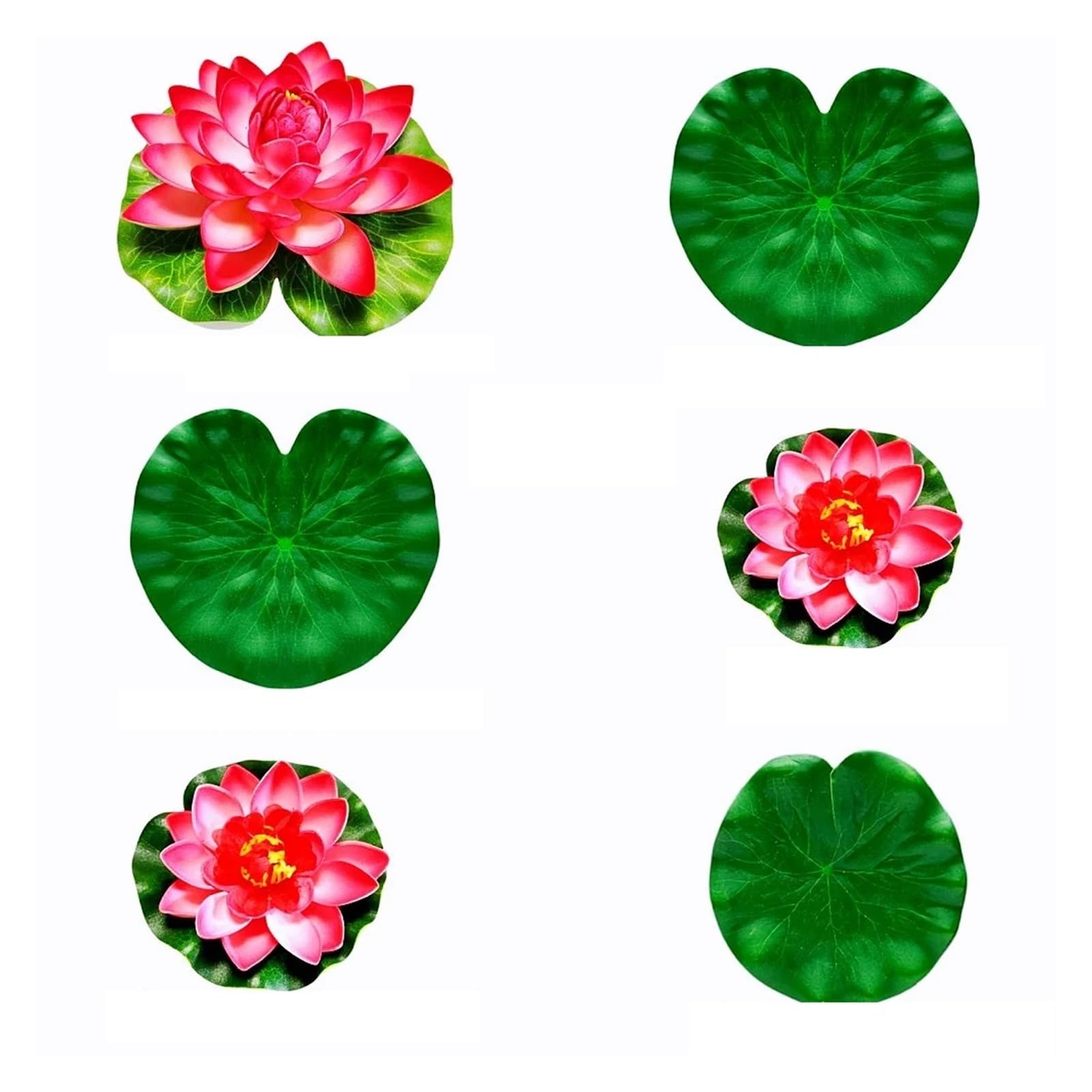 LHSJYG Water Lily Plants For Ponds Small 3 Flowers And Leaves Artificial Lotus, Realistic Water Floating Foam Lotuses, Fake Lily Pad, Home Garden Patio Pond(Red)