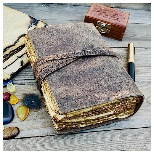 ALCRAFT diario rilegato in pelle vintage, pagine con bordi effetto antico, fatto a mano, album da disegno, libro delle ombre, pagine spesse, per uomini e donne (15.24 X 11.43 - CM)