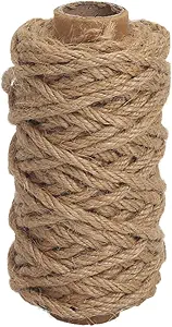 Tenn Well Strong Natural Jute Twine, 4mm Thick 66 Feet Long Jute String Rope Roll for Garden, Arts & Crafts, Home Decor, Packaging