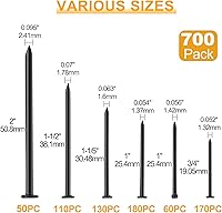 Vista 2 de KURUI Clavos negros para colgar decoración de pared, tapices, cuadros, kit de 700 piezas de clavos para colgar para dormitorio, baño, oficina, 6