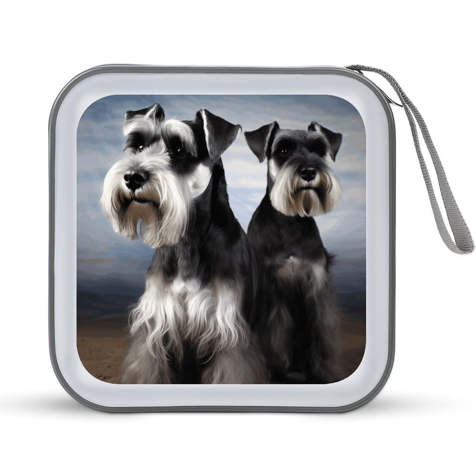 VstaDank Animal Schnauzer Dog DVD Case, 40 Capacity, Protective Storage Organizer, Brochure Folder, Portable Album, Car Disc Portfolio, CD and Hard Drive