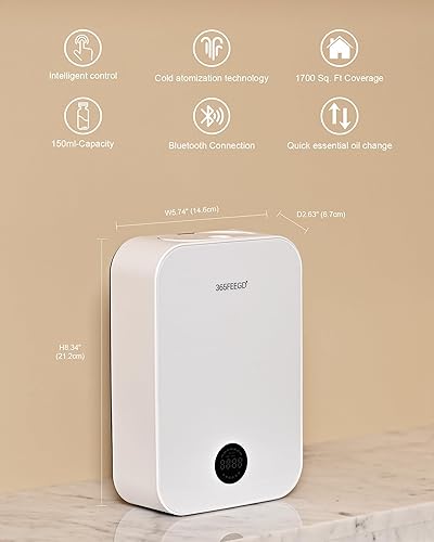 Miniatura 2 de Difusor de aceite sin agua Difusor de aceite esencial puro con control de aplicación 5.1 fl oz1700 pies cuadrados Cobertura para aromaterapia