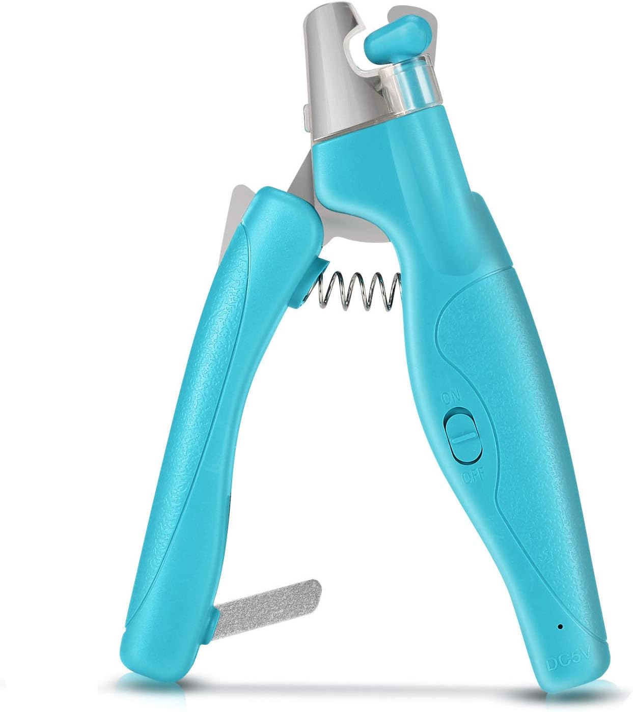 DXCEL Dog & Cat Nail Clippers and Trimmer with LED Light, Free Nail File - Lock Switch - Stainless Steel Blade, Non-Slip Handles Pet…
