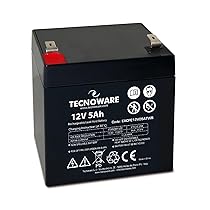 Tecnoware Batteria Ermetica al Piombo 12 V Capacità 5 Ah, per UPS, Sistemi di Videosorveglianza e Allarme, Attacco Faston 6.3 mm , Dimensioni 9 x 10 x 7 cm