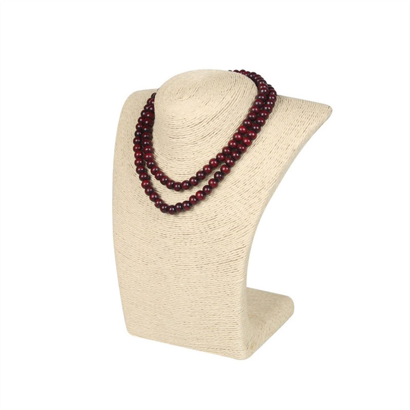 Présentoir Bijoux Colliers Bijoux expositif stand modéliste buste exposant corde joaillerie exposition collier pendentif gesennes Présentoir à Bijoux (Color : Beige, Size : H28CM)
