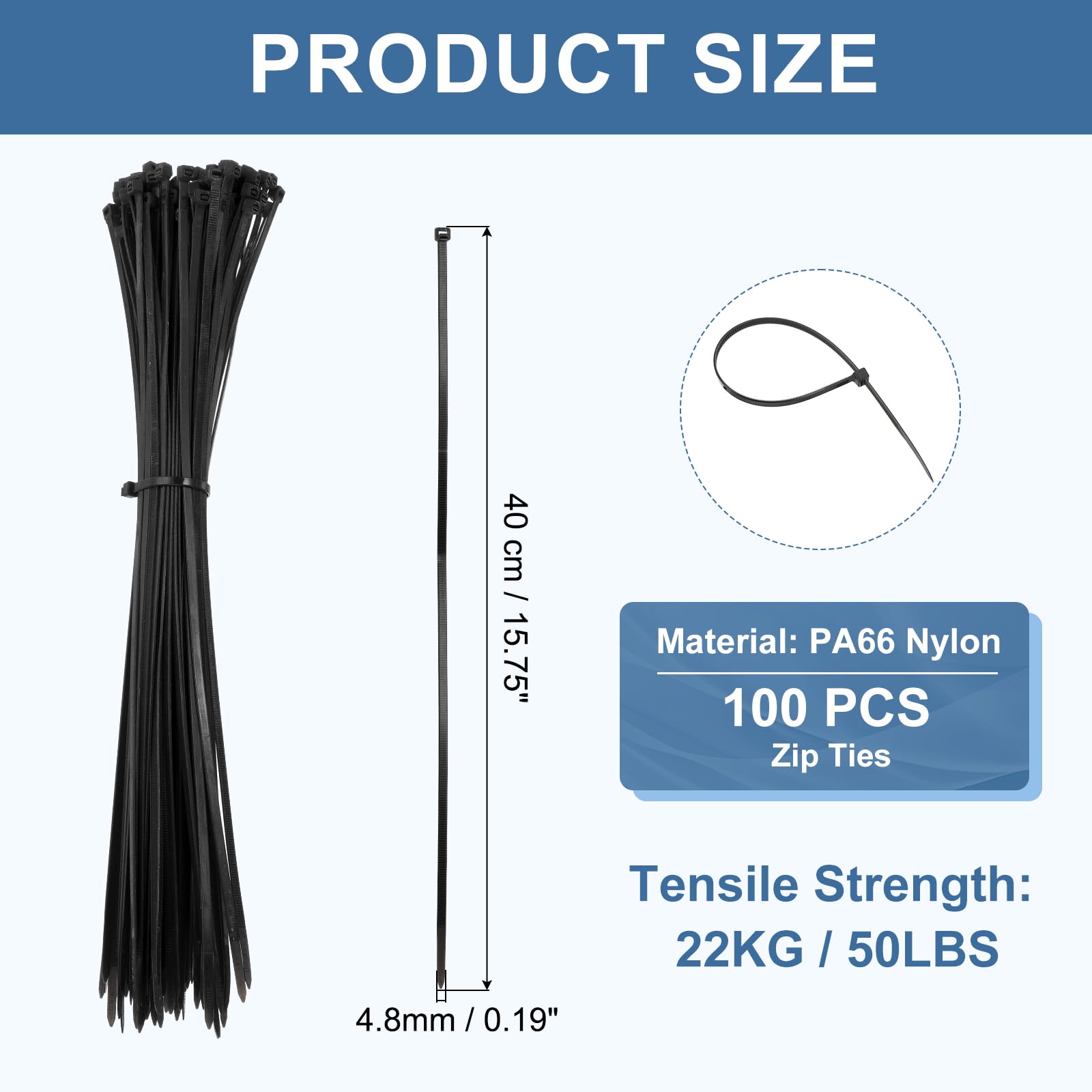 PATIKIL Cable Zip Ties 16 Inch - Image 2