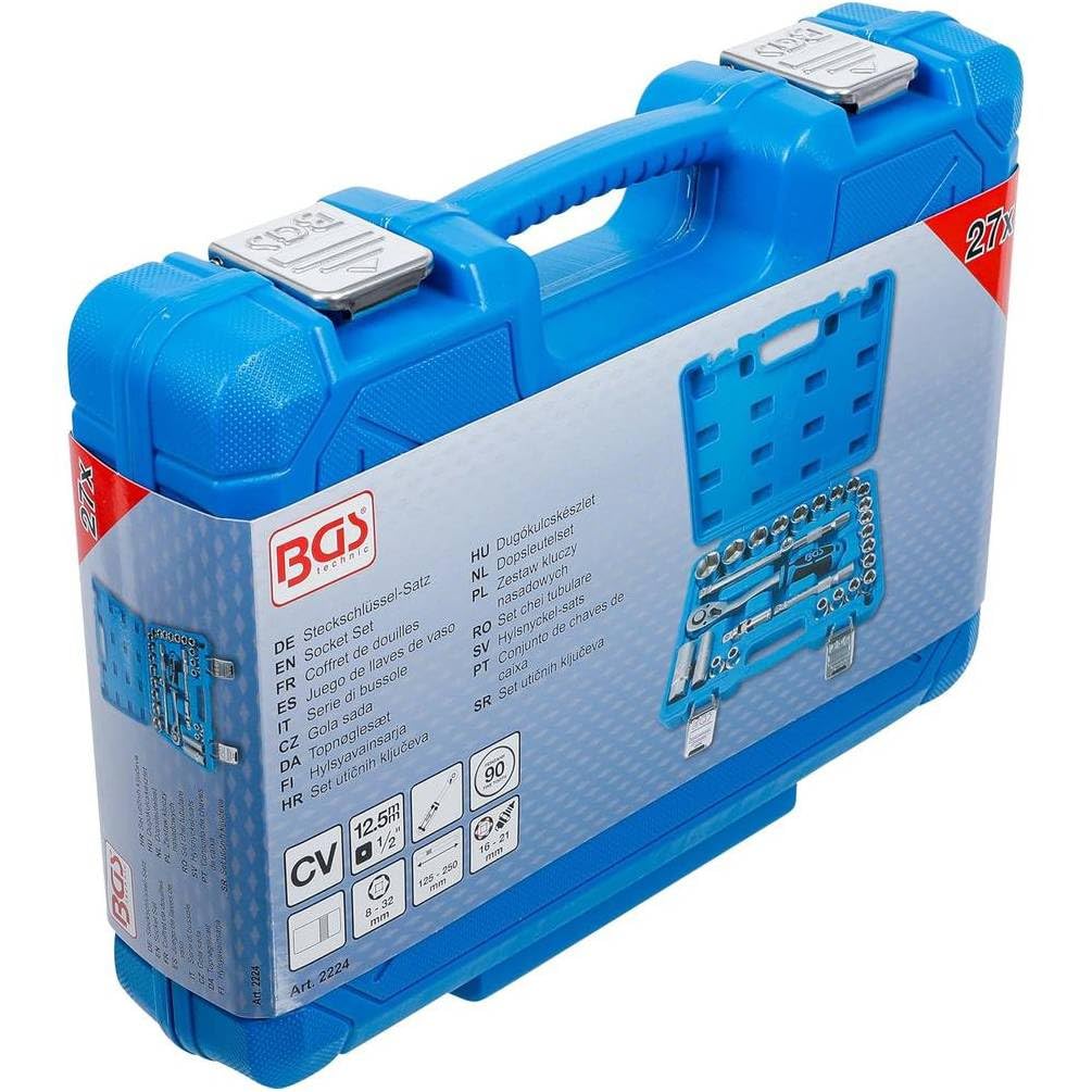 Set mit Tüllen, 12,5 mm (1/2), 8 – 32 mm – 27 Stück – Stahl robust und praktisch für Mechanik D-Work