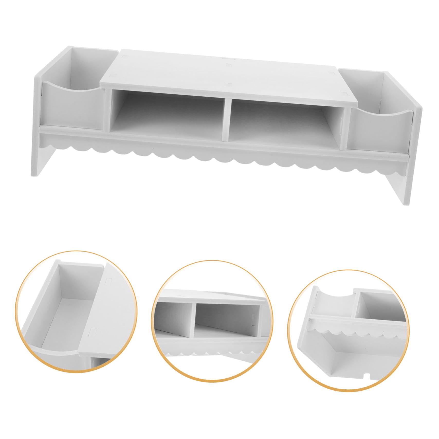 Étagère de Rangement Multifonction Rehausseur Bureau Pvc Blanc pour Écran