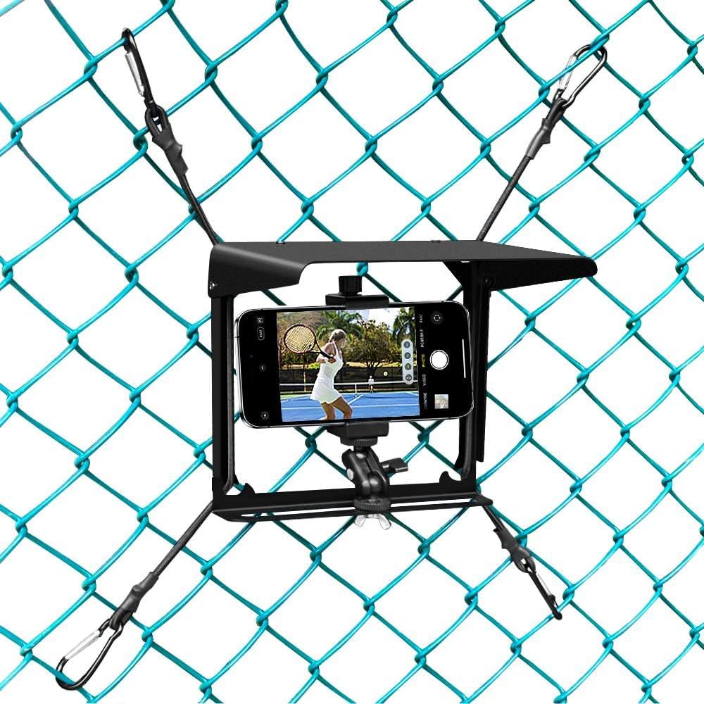 BUMOVE Cell Phone Fence Mount with Shade, Phones Holder Mounting Kit for iPhone, Mevo Start, GoPro and Other Action Cameras, for Recording Baseball,