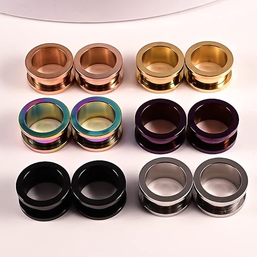 Miniatura 6 de Juego de 12 tapones para los oídos de acero inoxidable 316L, calibre grande, tornillo de estiramiento, ajuste de túneles calibre 0.07 oz - 1 pulgada