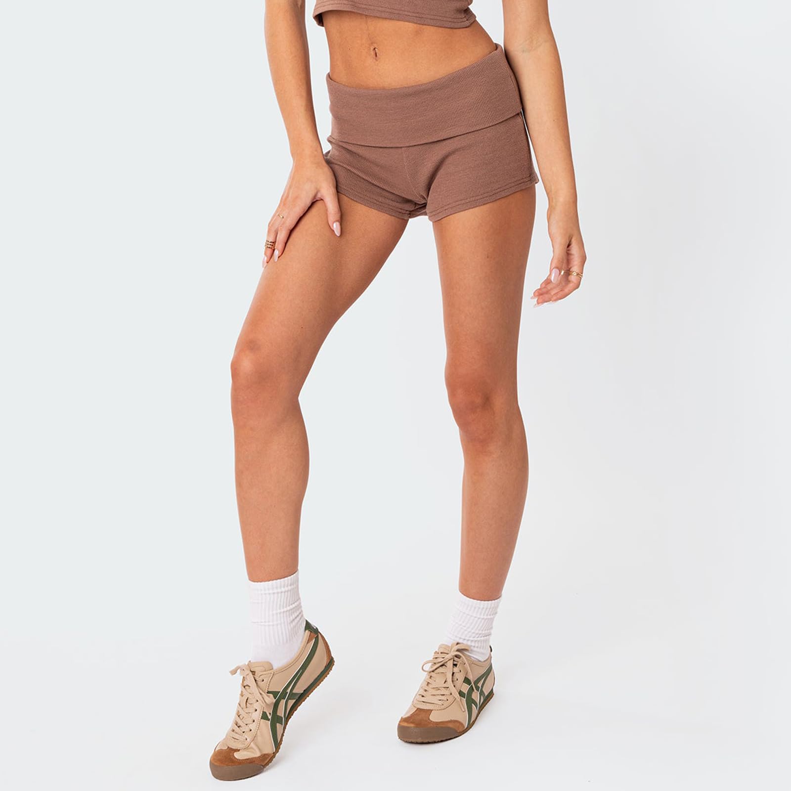 Sexy Outfit Umklappbare Lounge-Shorts für Damen, sexy, niedriger Bund, schmale Passform, Schlafshorts, Bequeme, dünne Pyjamahose, Nachtwäsche