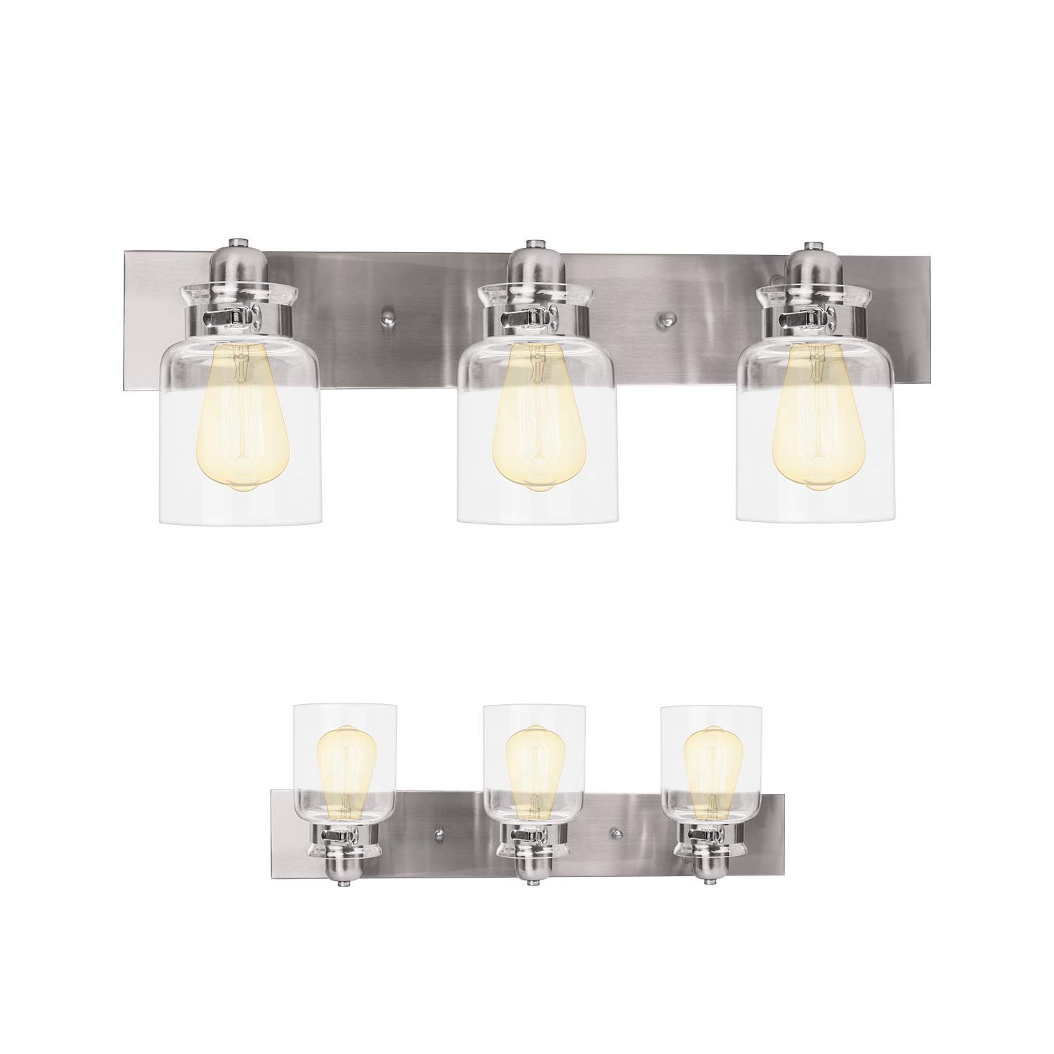 Nuk3y Vintage Farmhouse Bathroom Vanity Light Fixture (Brushed Nickel, 3 Light)