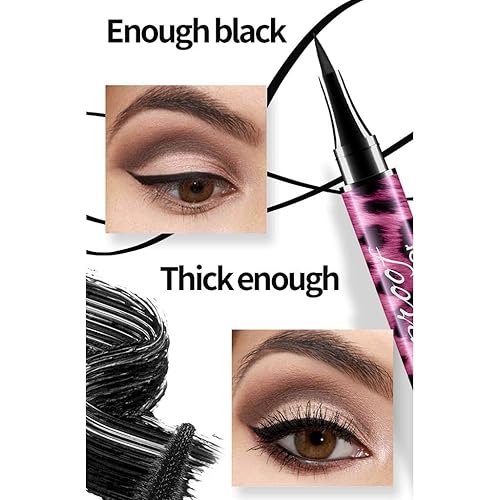 Miniatura 3 de Juego de 2 delineadores de ojos para damas, maquillaje rápido de tres pasos, duradero, grueso, largo, negro, rizado, delineador de ojos líquido,